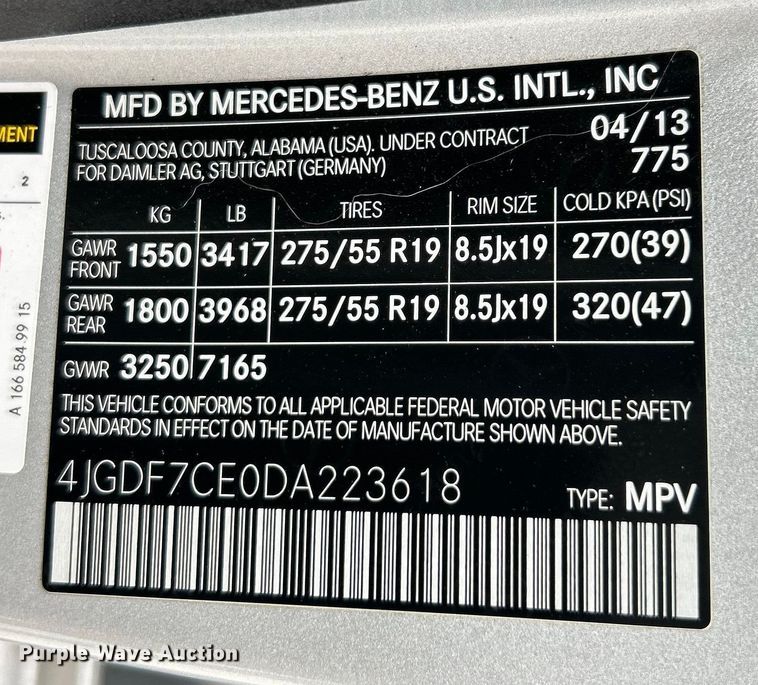 image for item ET3135 2013 Mercedes-Benz GL450 SUV