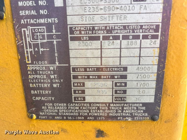 image for item ET3236 Clark EC500-S30D forklift