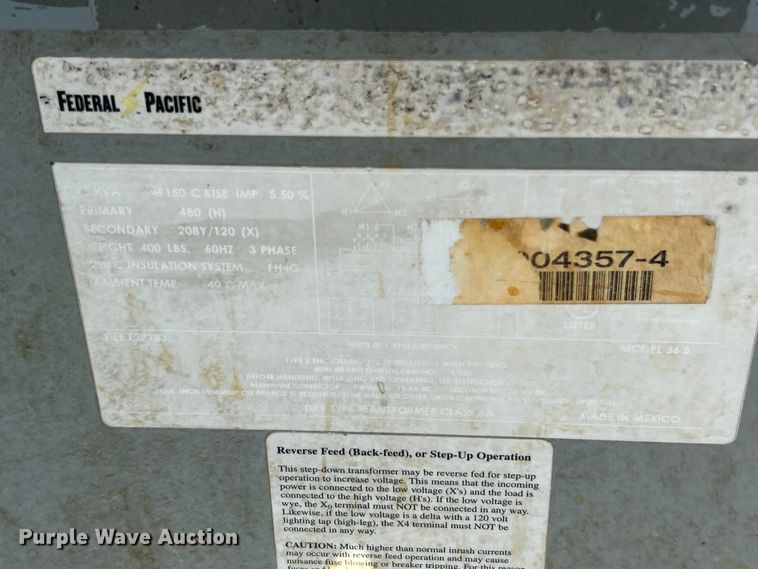 image for item ET3241 Federal Pacific MPZ-47 transformer