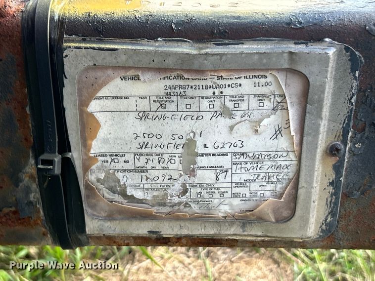 image for item ET3243 1987 Shop built utility trailer