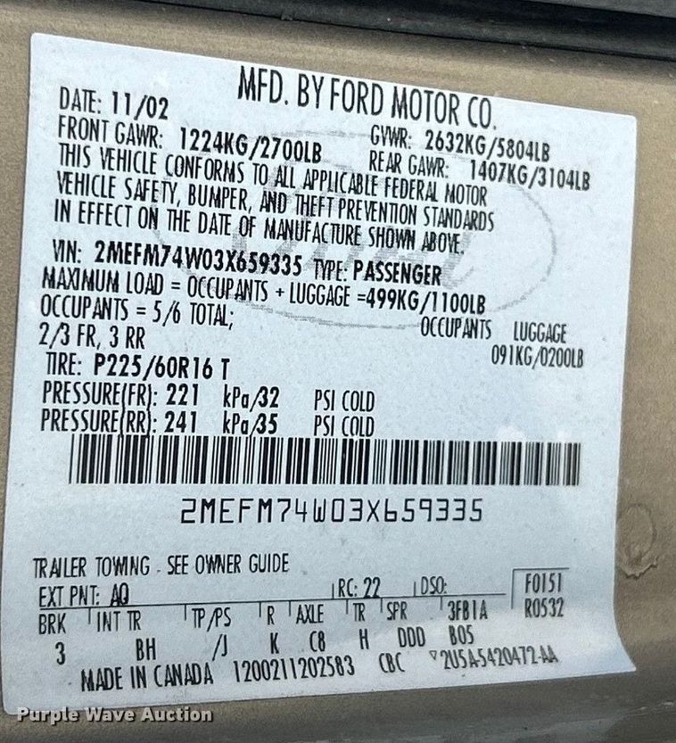 image for item ET3263 2003 Mercury Grand Marquis 