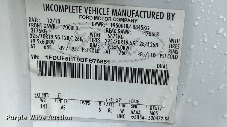 image for item ET3322 2011 Ford F550 utility / service truck