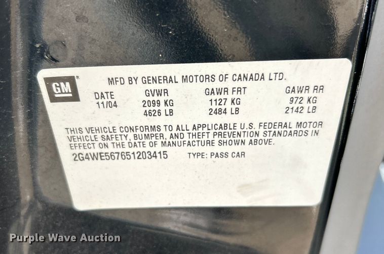 image for item ET3325 2005 Buick Lacrosse CXS 