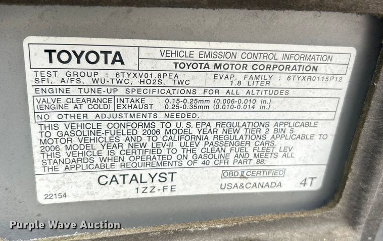 image for item ET3326 2006 Toyota Corolla S 