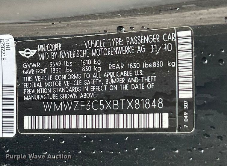 image for item ET3329 2011 Mini Cooper 