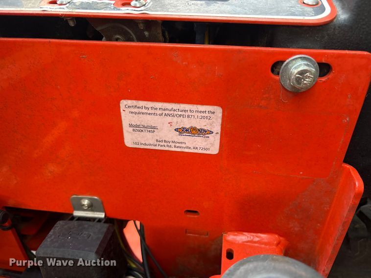image for item ET7093 2012 Bad Boy BZ60KT745P ZTR lawn mower