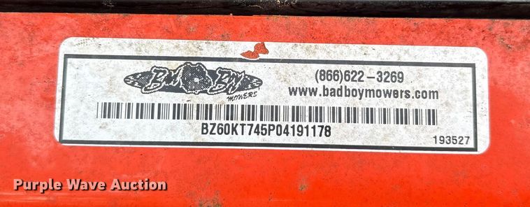 image for item ET7093 2012 Bad Boy BZ60KT745P ZTR lawn mower