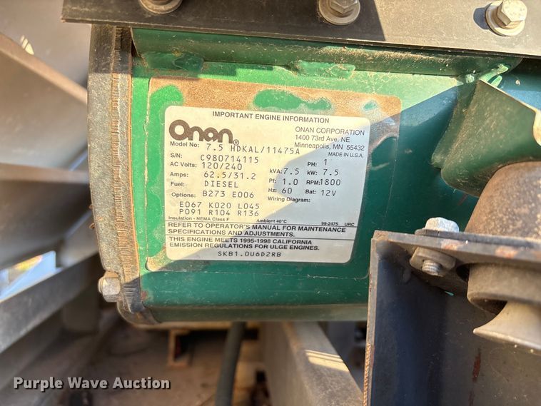 image for item EU0123 1998 Weblake fabricating inc generator