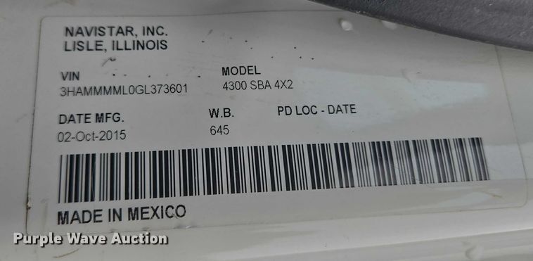 image for item EU3640 2016 International 4000 flatbed truck