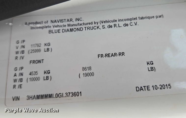 image for item EU3640 2016 International 4000 flatbed truck