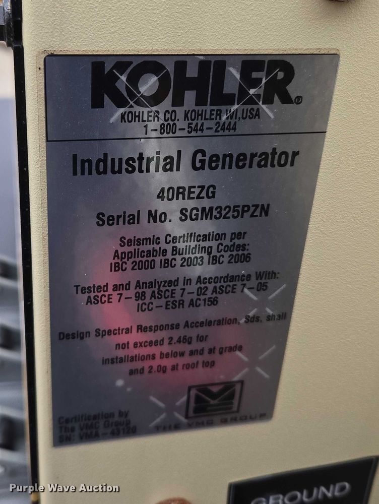 image for item EU3839 2013 Kohler 40REZG generator