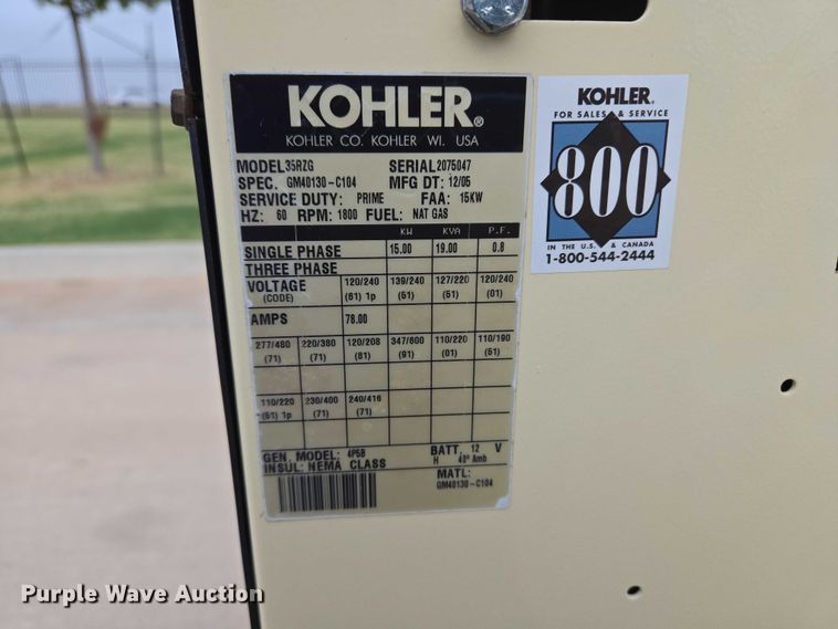 image for item EU3844 Kohler 35RZG generator