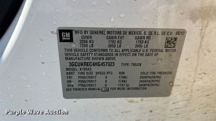 image for item EU4698 2017 Chevrolet Silverado 1500 Crew Cab pickup truck