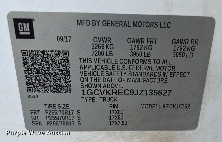 image for item EU4701 2018 Chevrolet Silverado 1500 Double Cab pickup truck