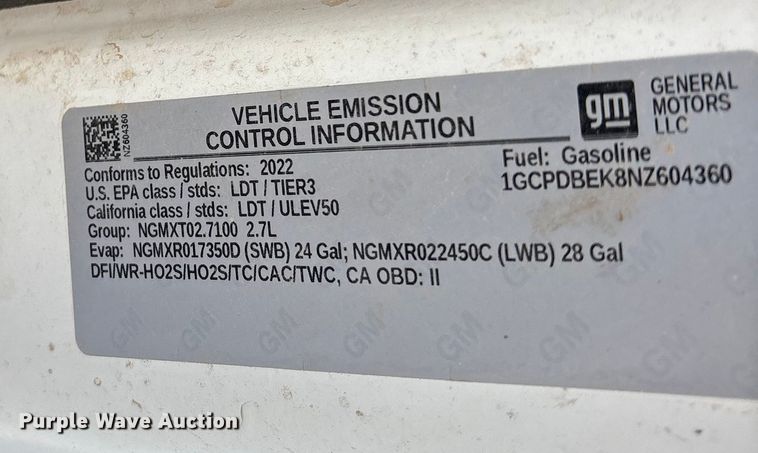 image for item EU4703 2022 Chevrolet Silverado 1500 Crew Cab pickup truck