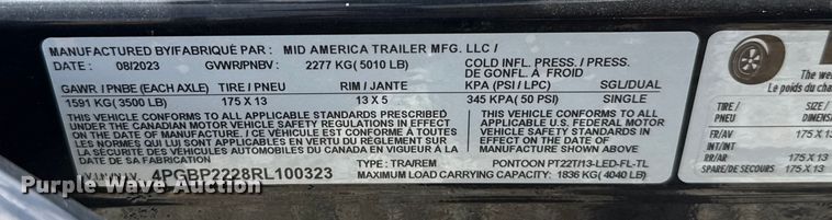 image for item EU5055 2002 Voyager VEXP22 pontoon boat