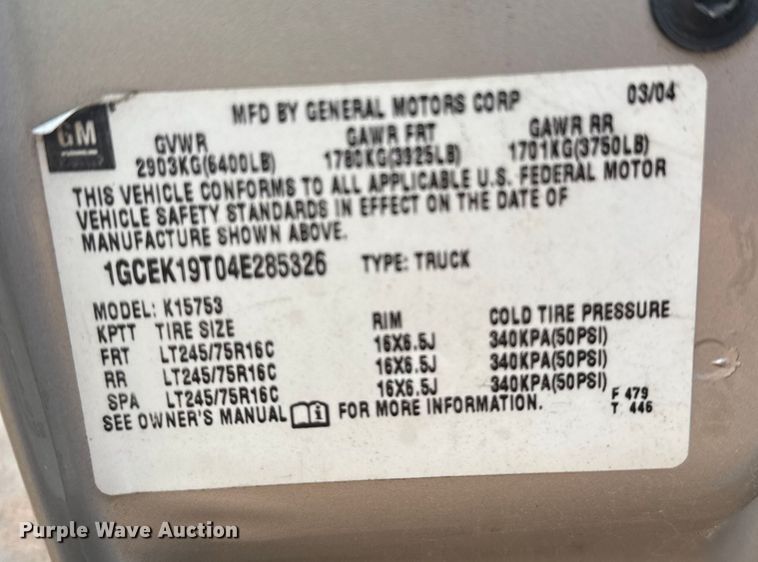 image for item EU6084 2004 Chevrolet Silverado 1500 Ext. Cab pickup truck