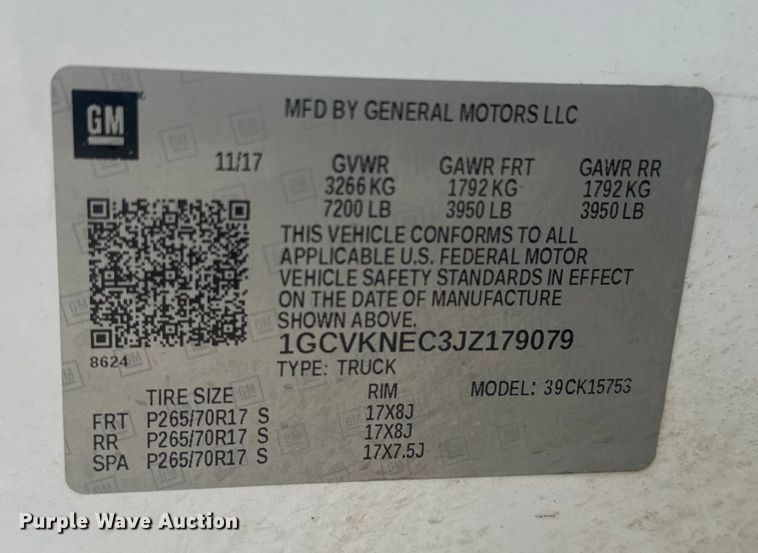 image for item EU6086 2018 Chevrolet Silverado 1500 Double Cab pickup truck