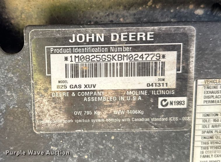 image for item EU6088 2011 John Deere 825I utility vehicle