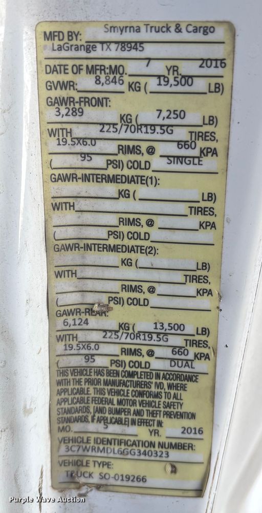 image for item EU7044 2016 Dodge Ram 5500 Box Truck