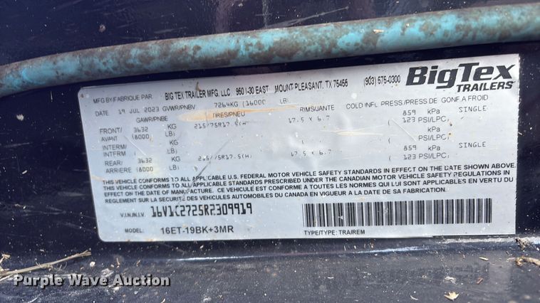 image for item EU7046 2024 Big Tex 16ET-19BK+3MR utility trailer