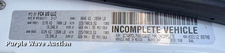 image for item EU7047 2017 RAM 5500 box truck