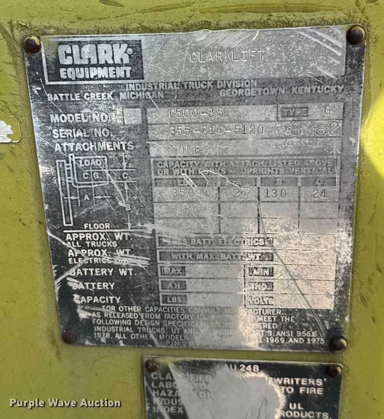 image for item EV1992 Clark C500-35 forklift