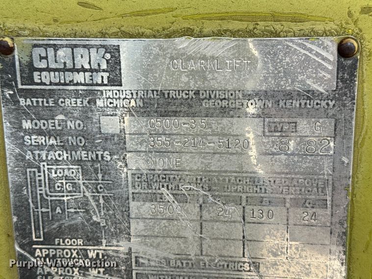 image for item EV1992 Clark C500-35 forklift