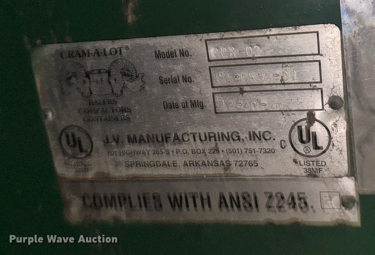 image for item EV1994 Cram-A-Lot CCR-02- roll-off trash compactor