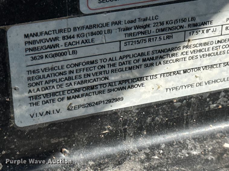 image for item EV1998 2023 Load Trail equipment trailer