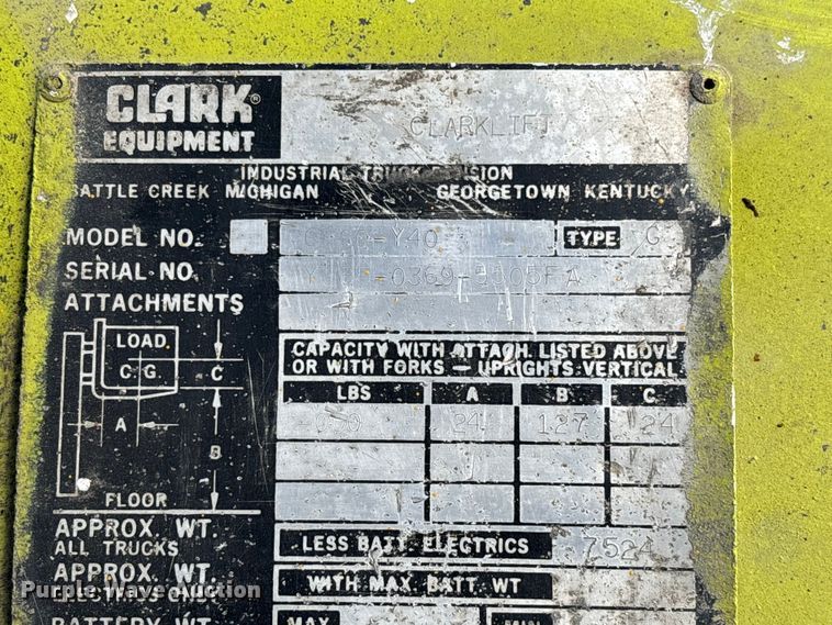 image for item EV3083 Clark C500-Y40 forklift