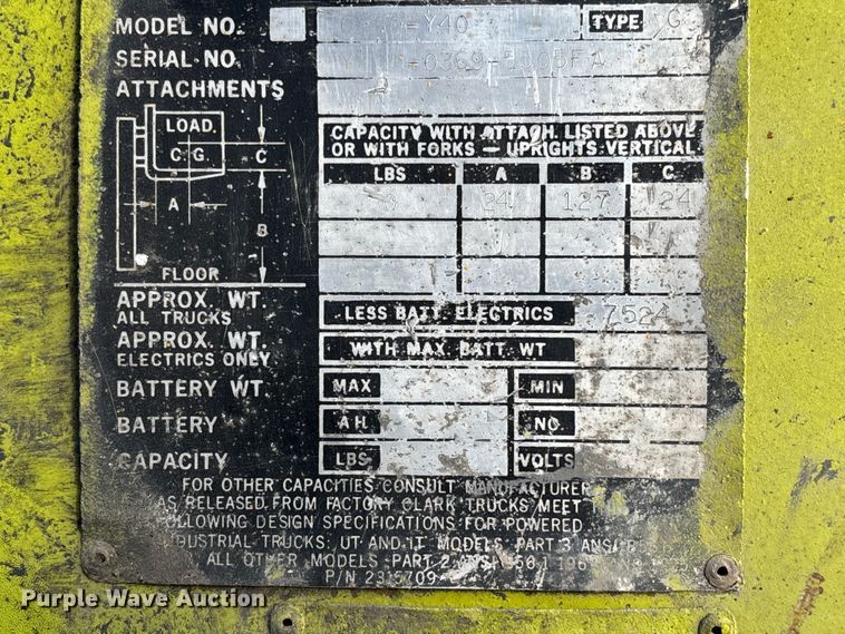 image for item EV3083 Clark C500-Y40 forklift