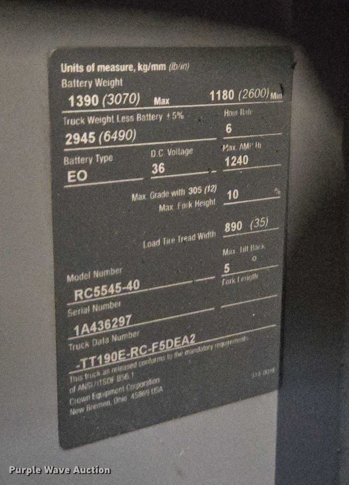 image for item EV5356 2015 Crown RC5545-40 forklift