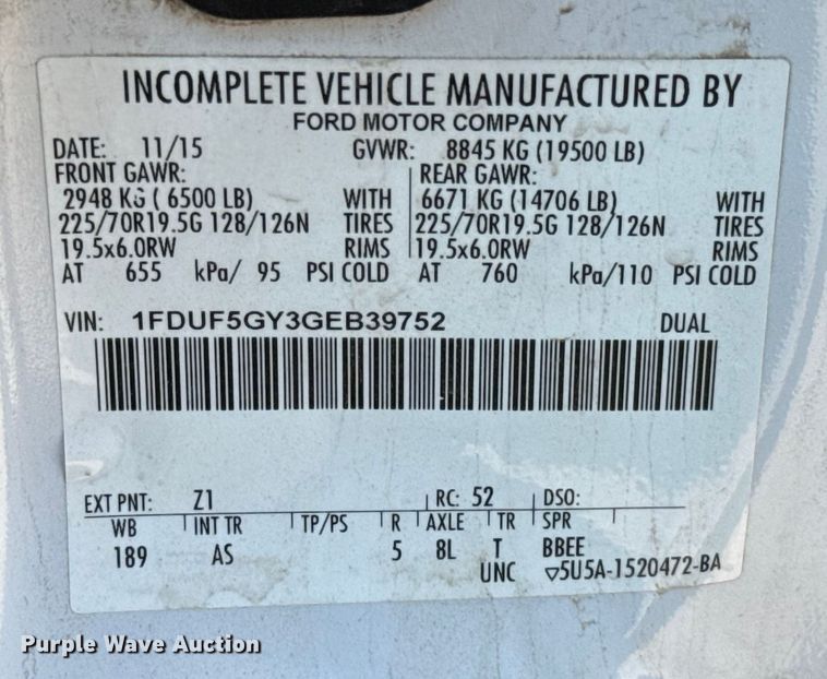 image for item GH9322 2016 Ford F550 Super Duty flatbed truck