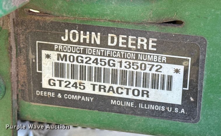 image for item GH9425 John Deere GT 245 lawn mower