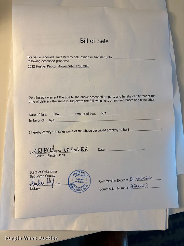 image for item IE9234 2022 Hustler Raptor XD ZTR lawn mower