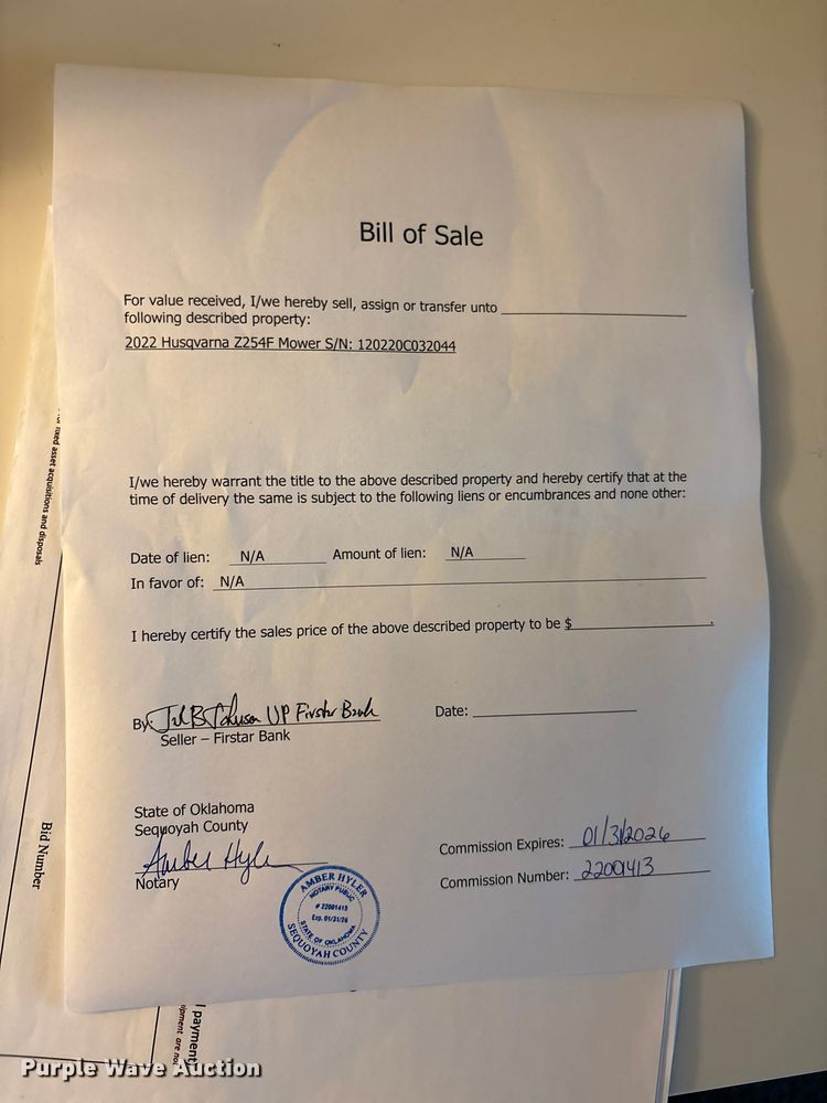 image for item IE9235 Husqvarna Z254F ZTR lawn mower