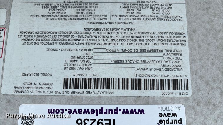 image for item IE9236 2021 Keystone Premier 34RI camper