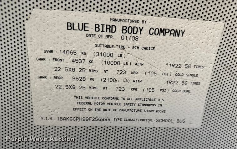 image for item NU9701 2009 Blue Bird Vision school bus