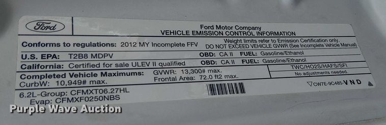 image for item NU9716 2012 Ford F250 Super Duty flatbed pickup truck