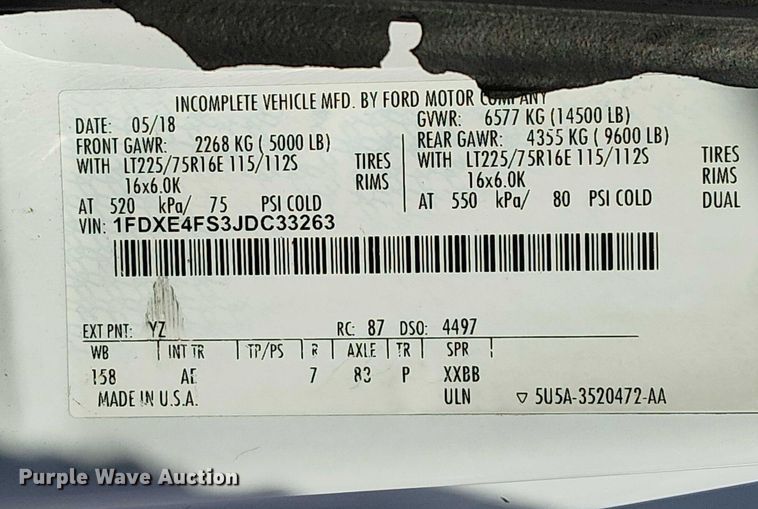 image for item NU9721 2018 Ford E450 Super Duty delivery truck