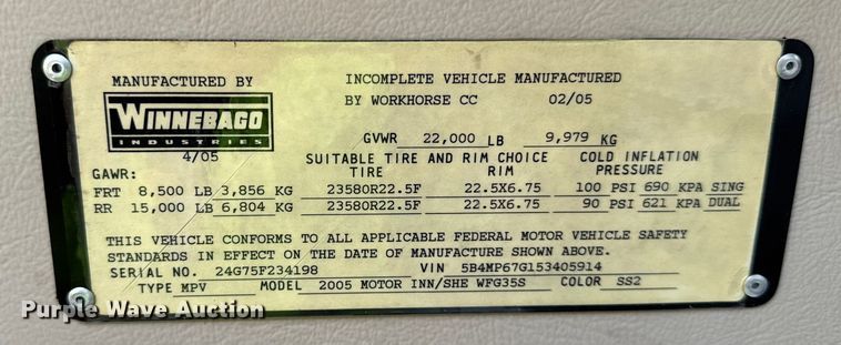 image for item YA1181 2005 Winnebago mobile command center