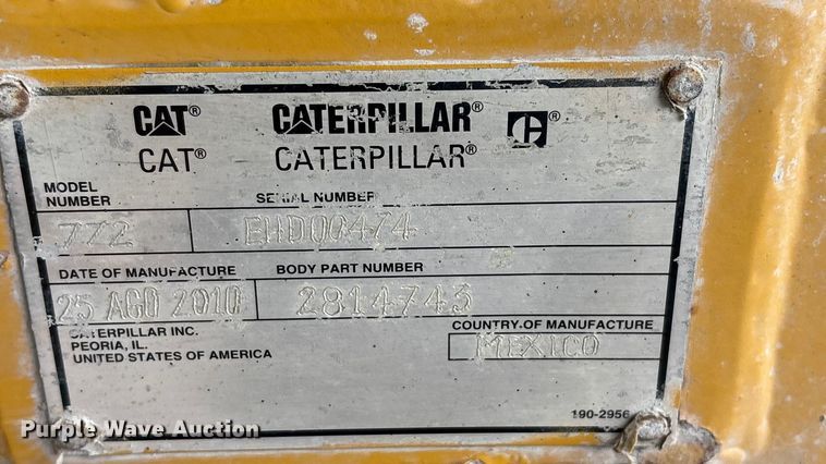 image for item DH8735 2010 Caterpillar 772 haul truck