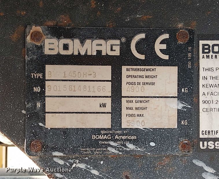 image for item DJ7803 2008 Bomag BW145DH-3 single drum vibratory roller