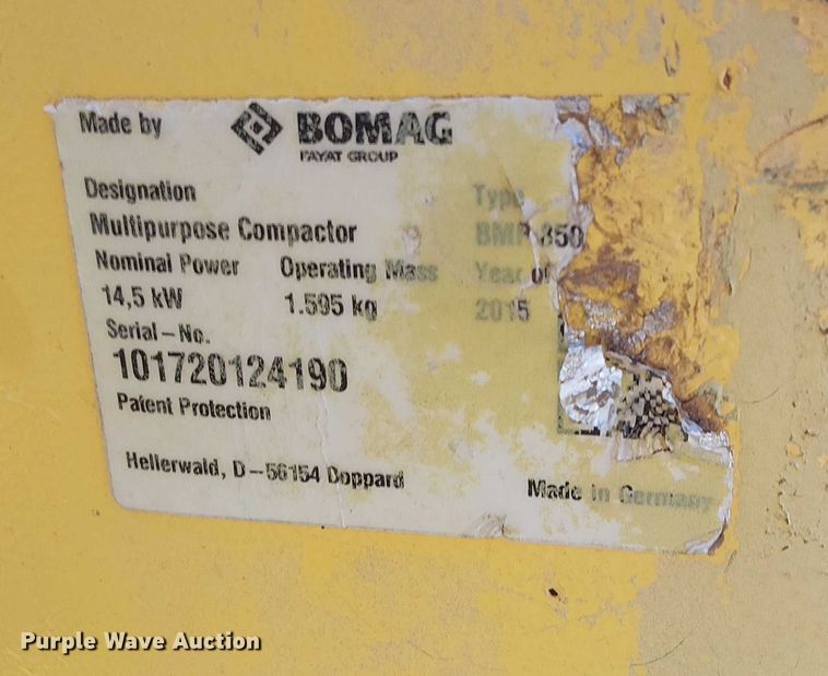 image for item DJ7846 2015 Bomag BMP8500 trench compactor