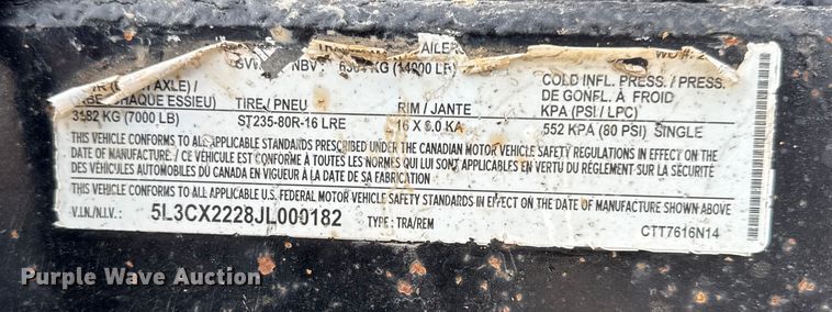 image for item DO2315 2018 Trailerman CTT7616N14 tilt deck utility trailer