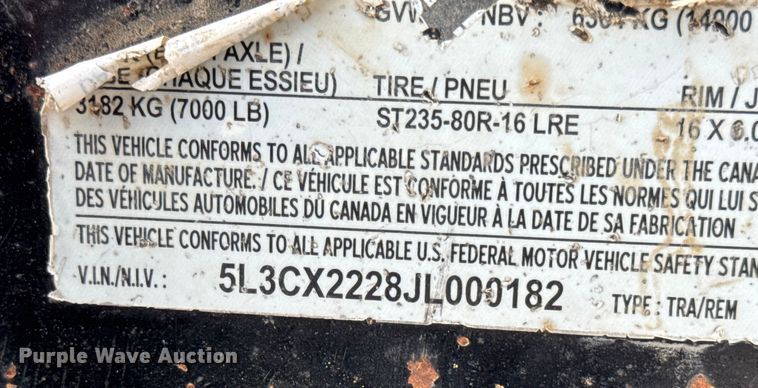 image for item DO2315 2018 Trailerman CTT7616N14 tilt deck utility trailer