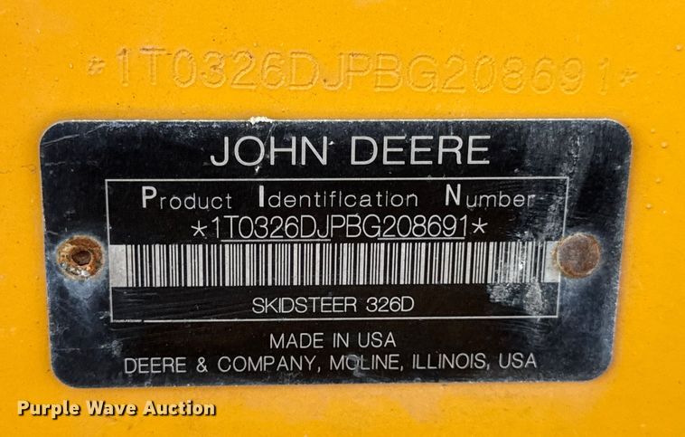 image for item DO2368 2011 John Deere 326D skid steer loader