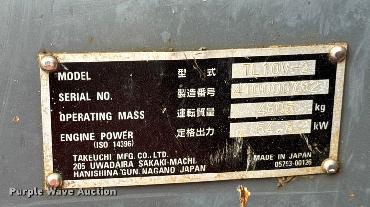image for item DO2390 2017 Takeuchi TL10V2 tracked skid steer loader