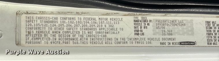 image for item DU1374 2005 Freightliner FL70 bucket truck